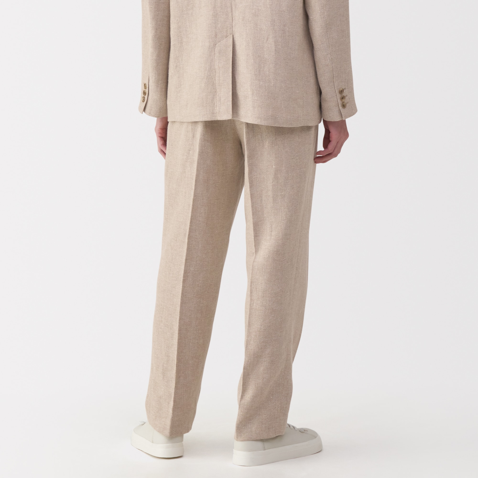 紳士　リネン混ウールストレートパンツ