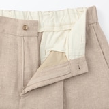 紳士　リネン混ウールストレートパンツ