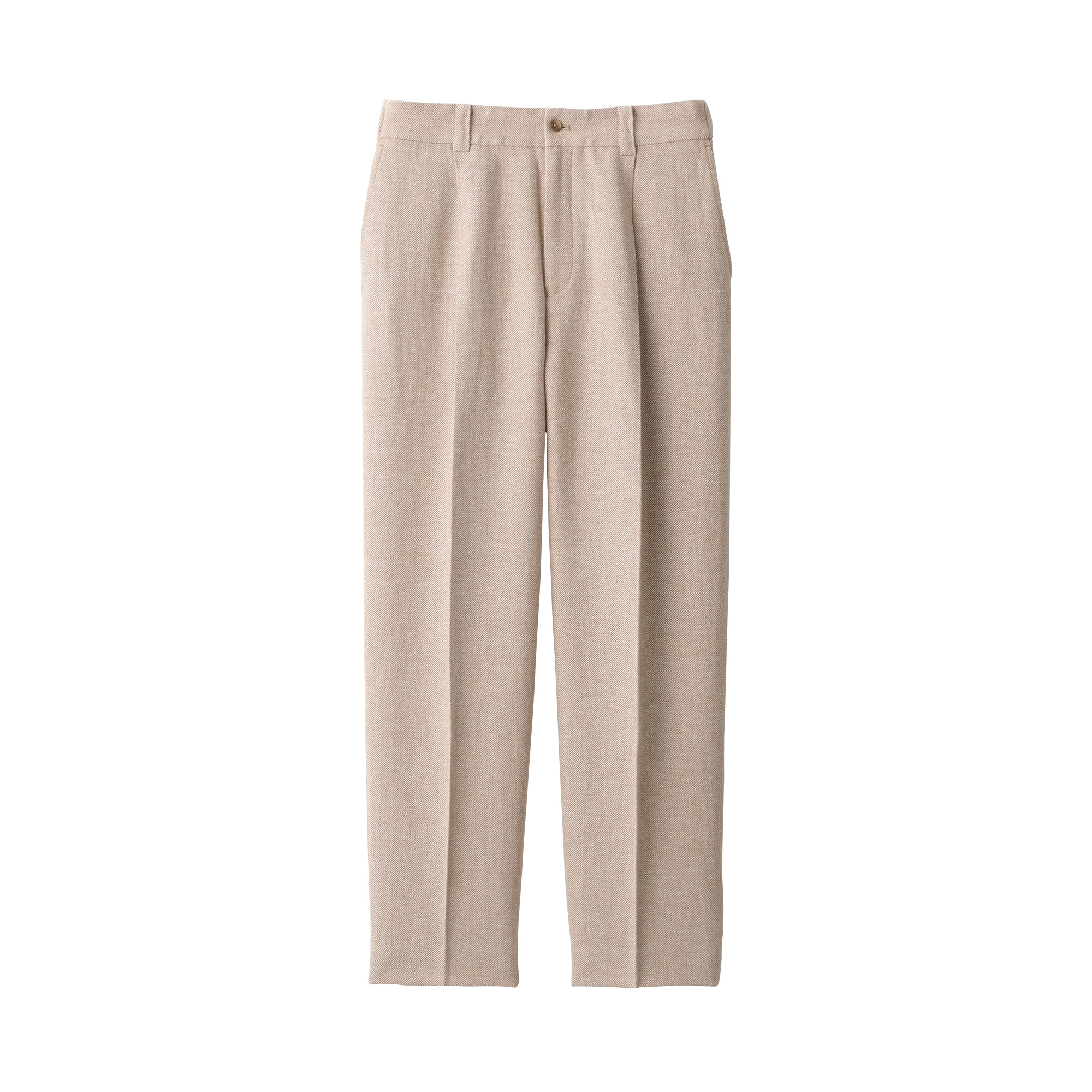 紳士　リネン混ウールストレートパンツ