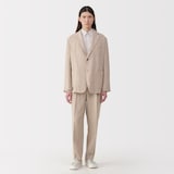 紳士　リネン混ウールストレートパンツ