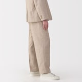 紳士　リネン混ウールストレートパンツ