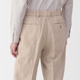 紳士　リネン混ウールストレートパンツ