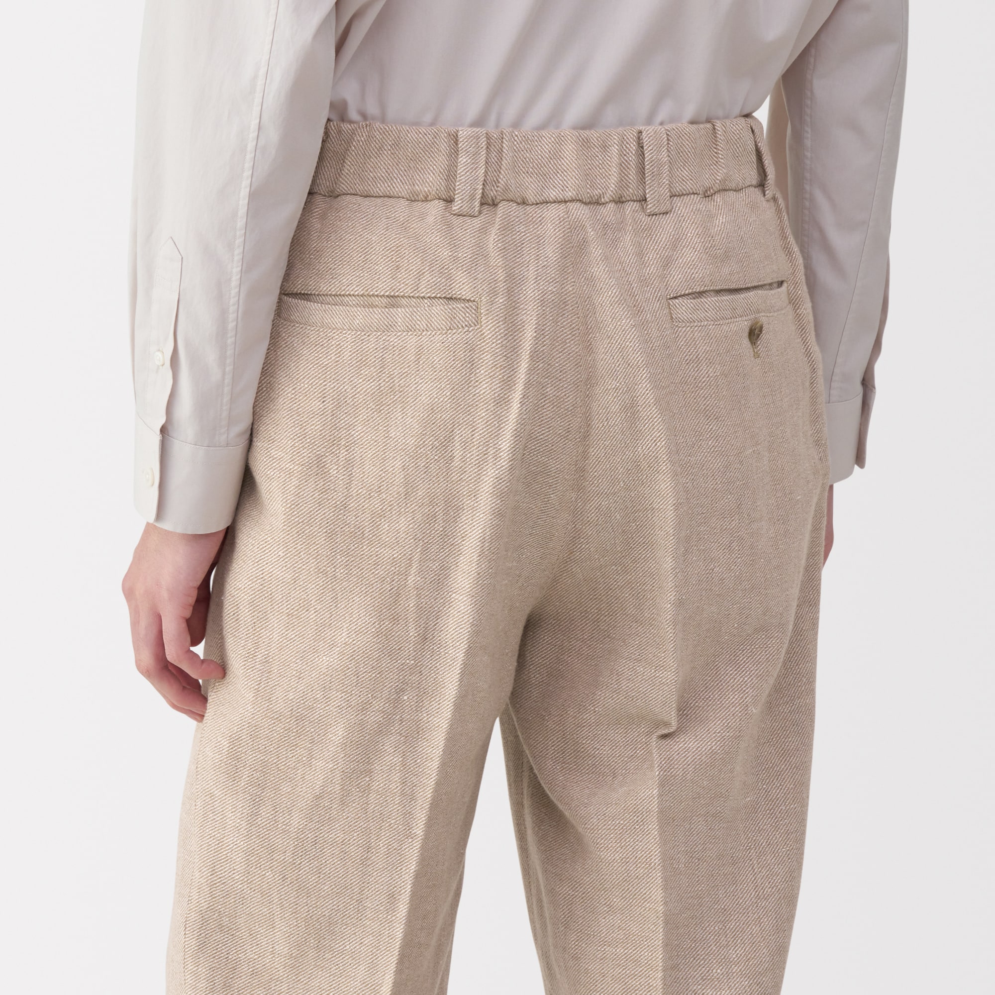 紳士　リネン混ウールストレートパンツ