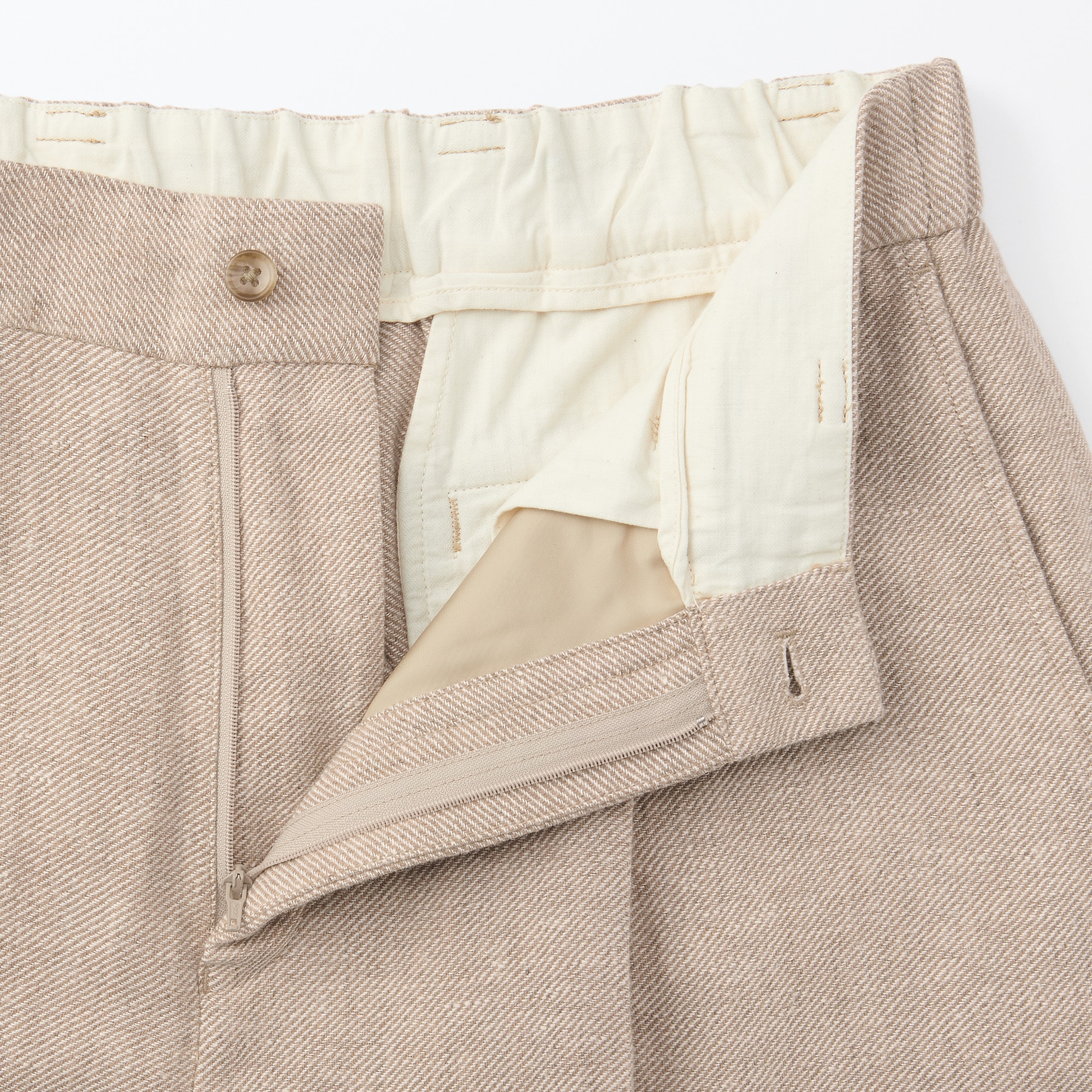 紳士　リネン混ウールストレートパンツ