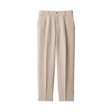 紳士　リネン混ウールストレートパンツ