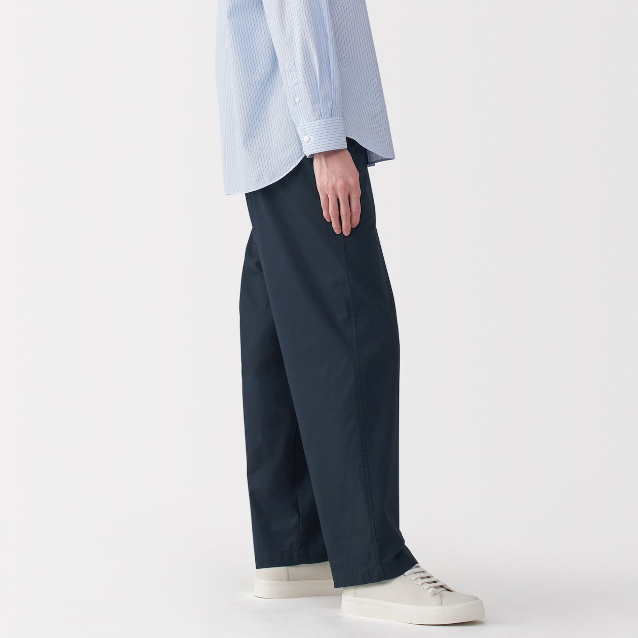 紳士　チンツ加工コットンワイドパンツ