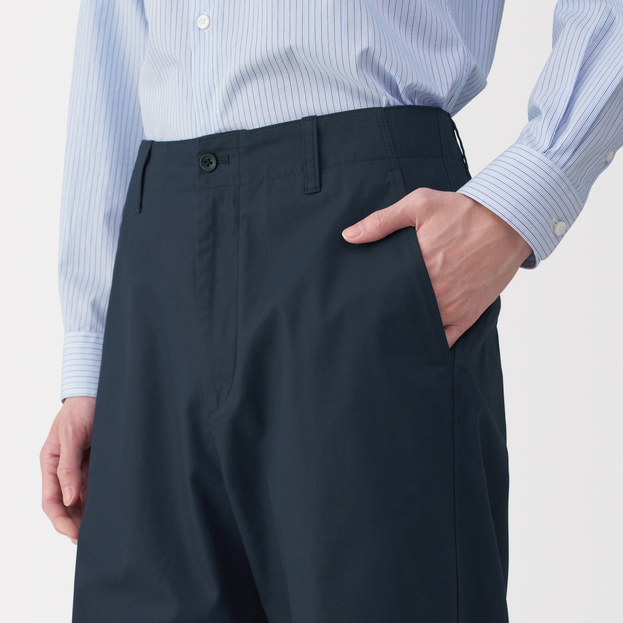 紳士　チンツ加工コットンワイドパンツ