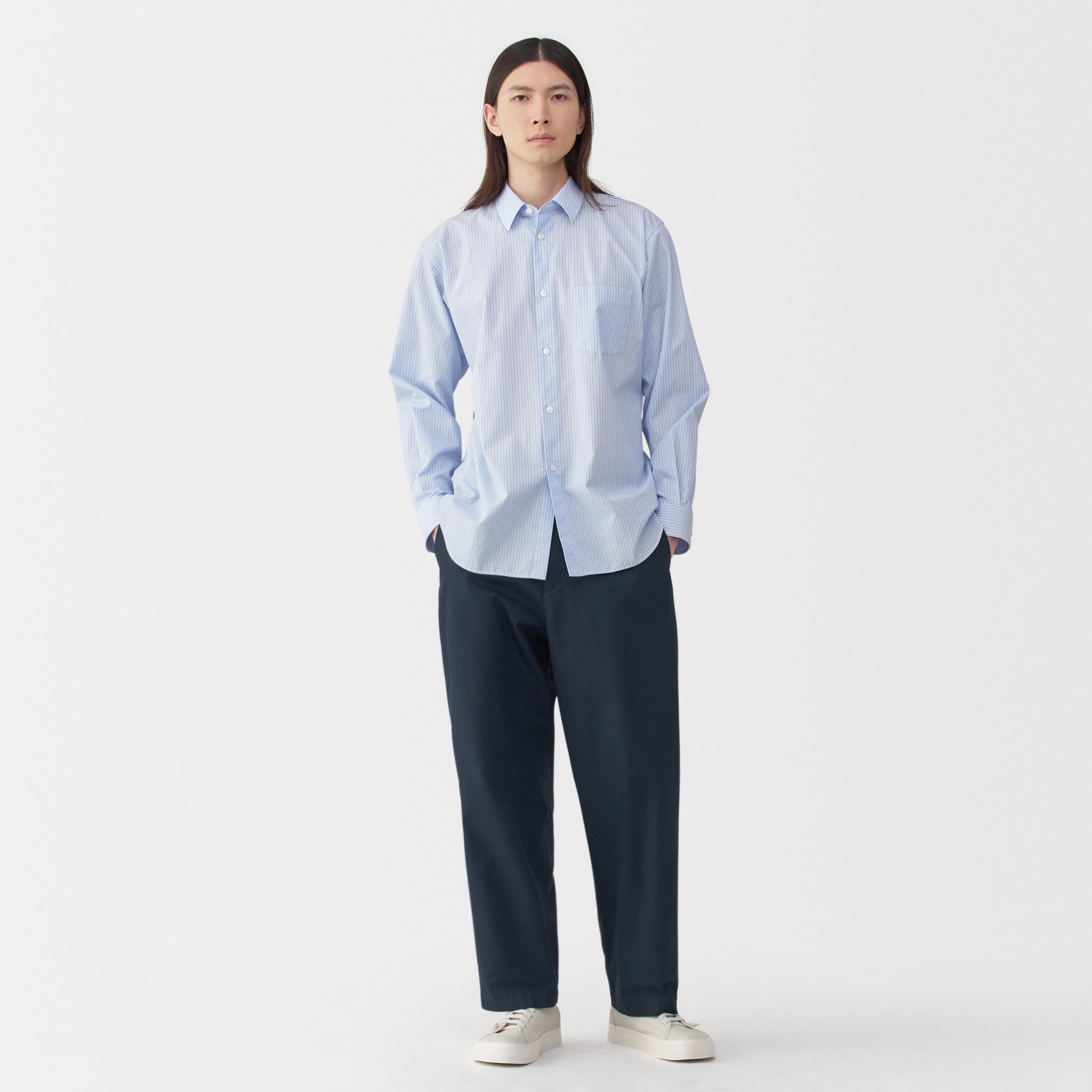 無印良品　ラミーコットンデニムコート、ワイドパンツ　セット　婦人　L 青山】 ラミーコットンデニムコート｜ 無印良品
