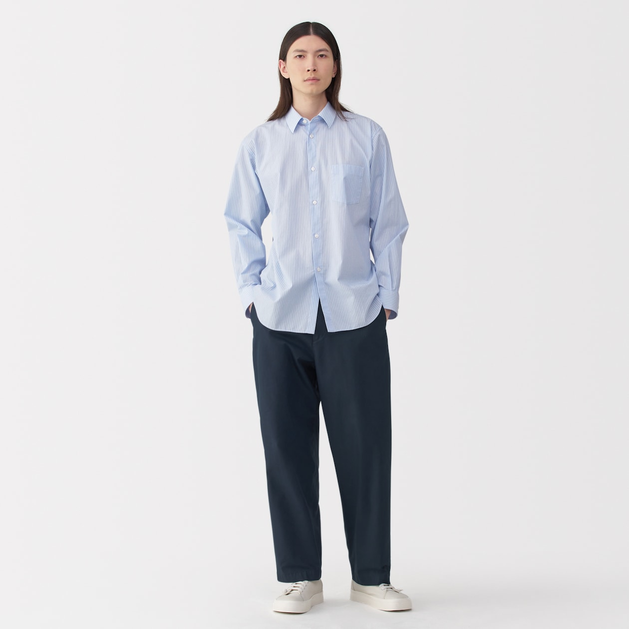 紳士　チンツ加工コットンワイドパンツ
