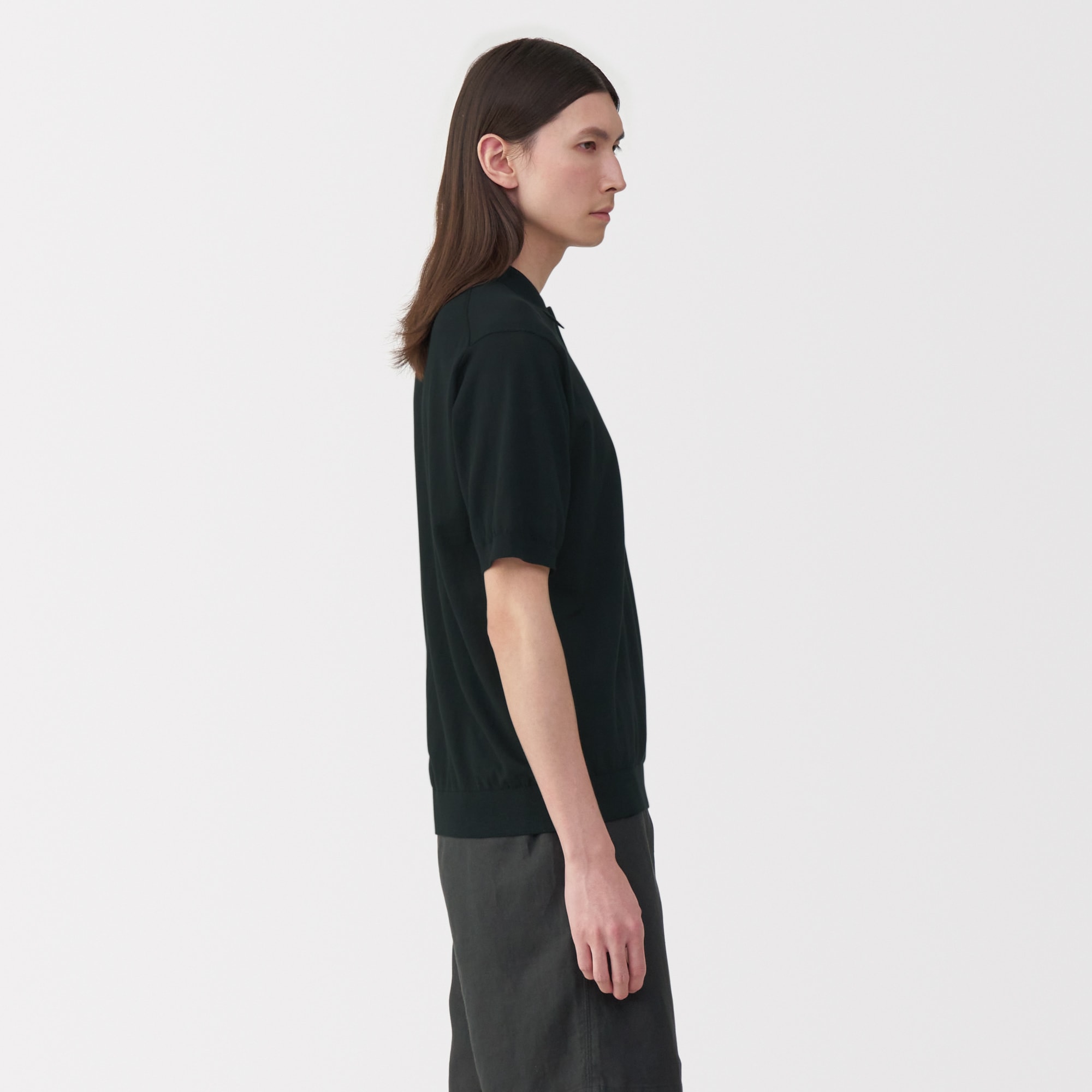 紳士　コットンハイゲージニットポロ