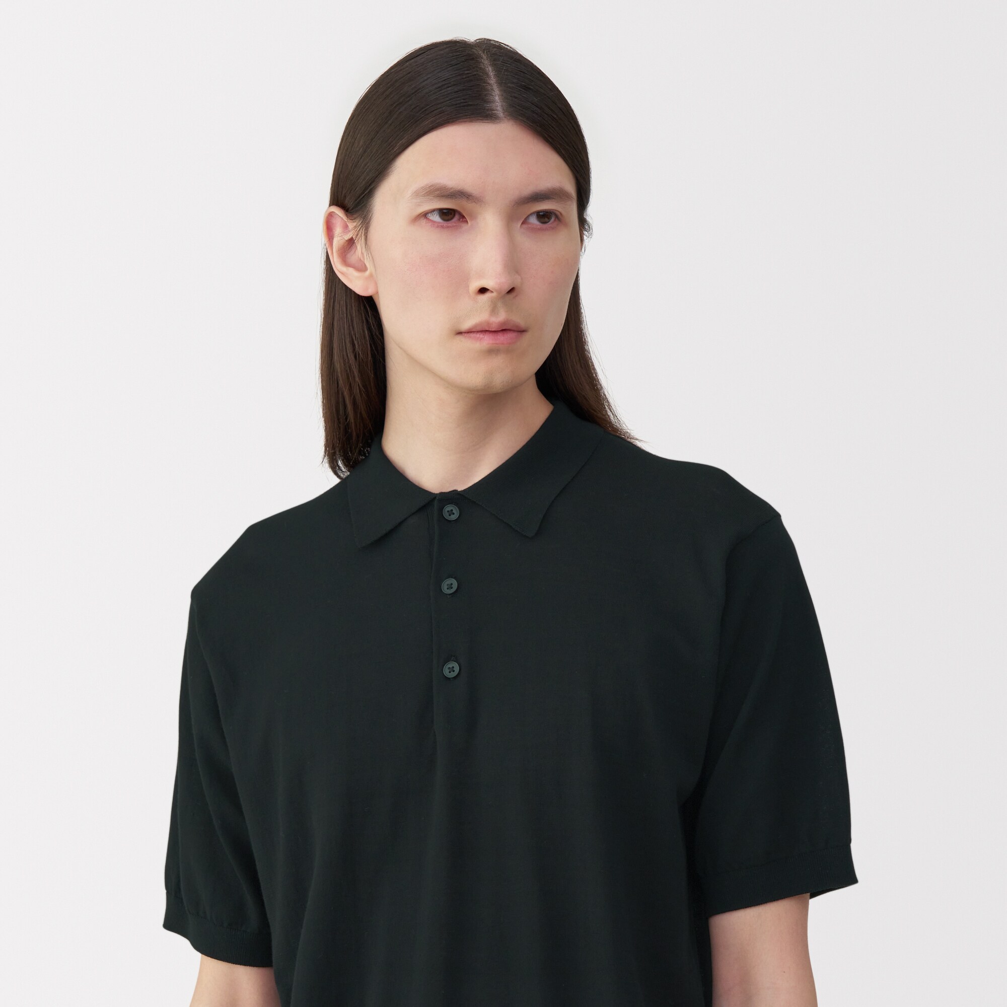 紳士　コットンハイゲージニットポロ