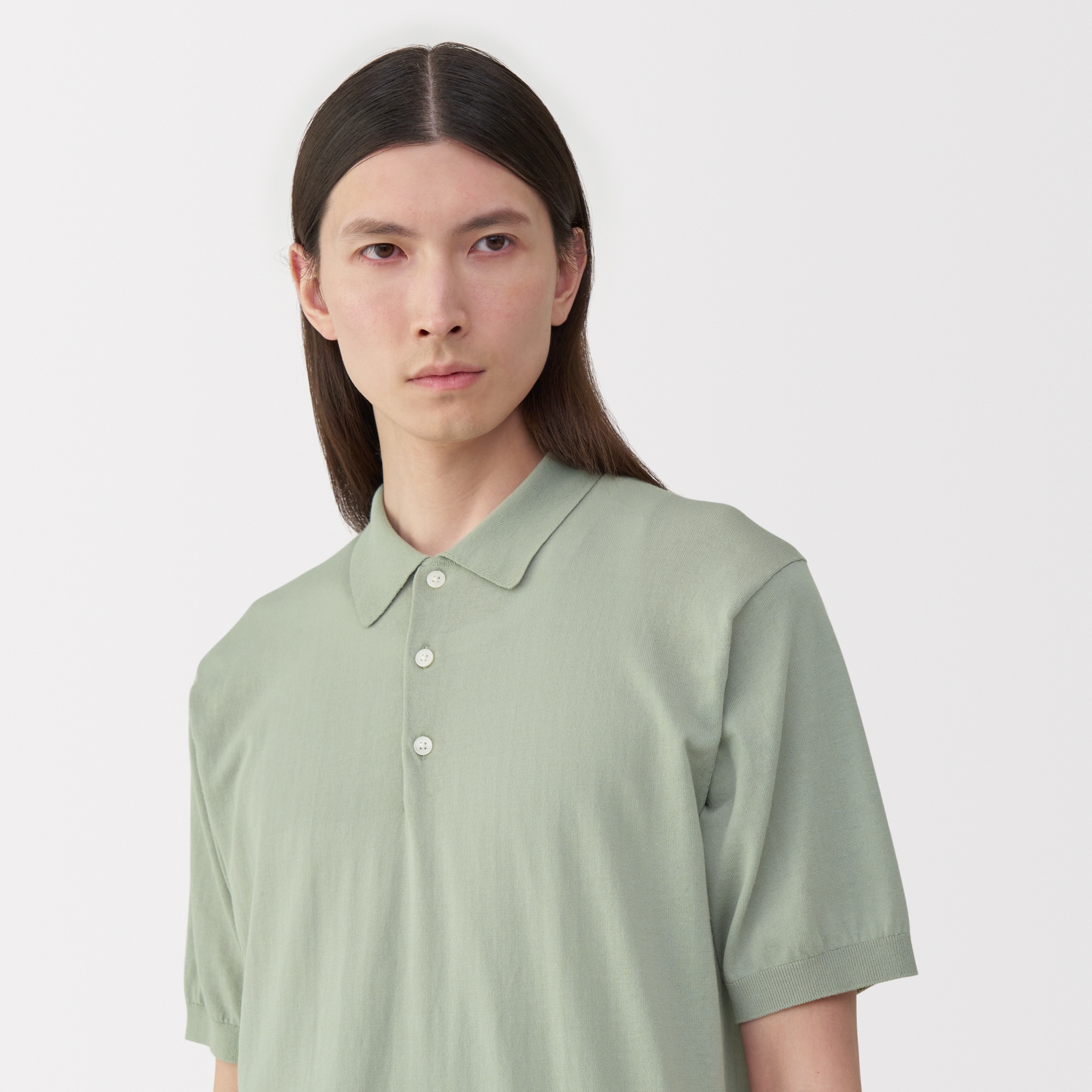 紳士　コットンハイゲージニットポロ