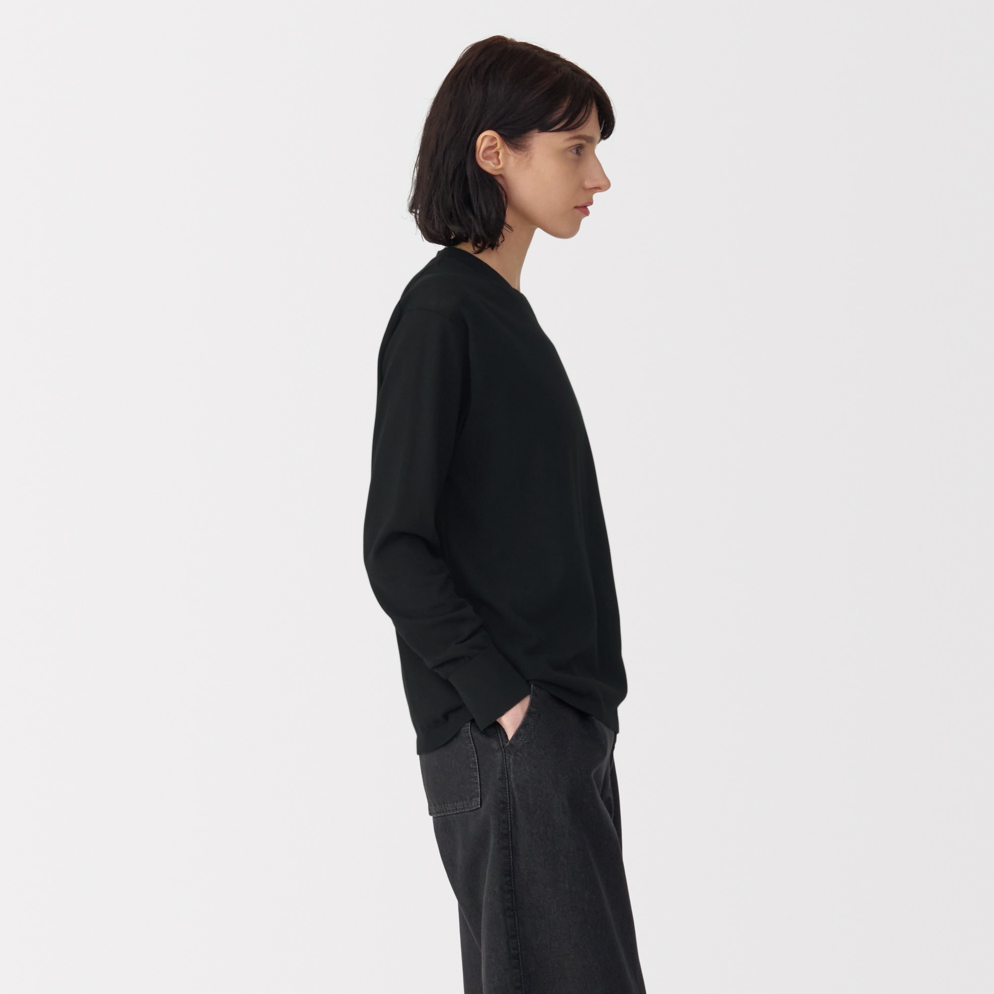 婦人　コットンハイゲージニット長袖プルオーバー