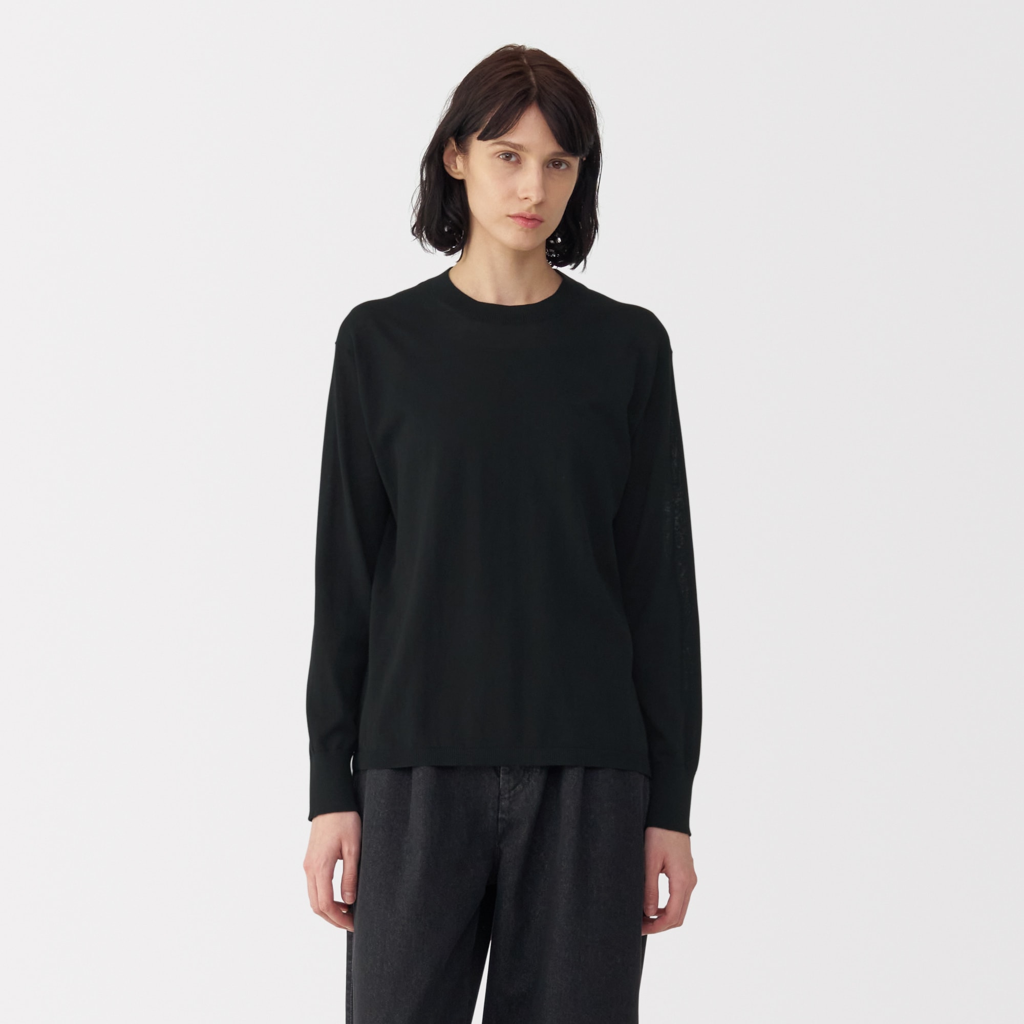 新品未使用　FILBLANC ブラック 長袖　薄手　ニット　カットソー スビンプラチナム モックネックニット ネイビー | ＋CLOTHET ONLINE