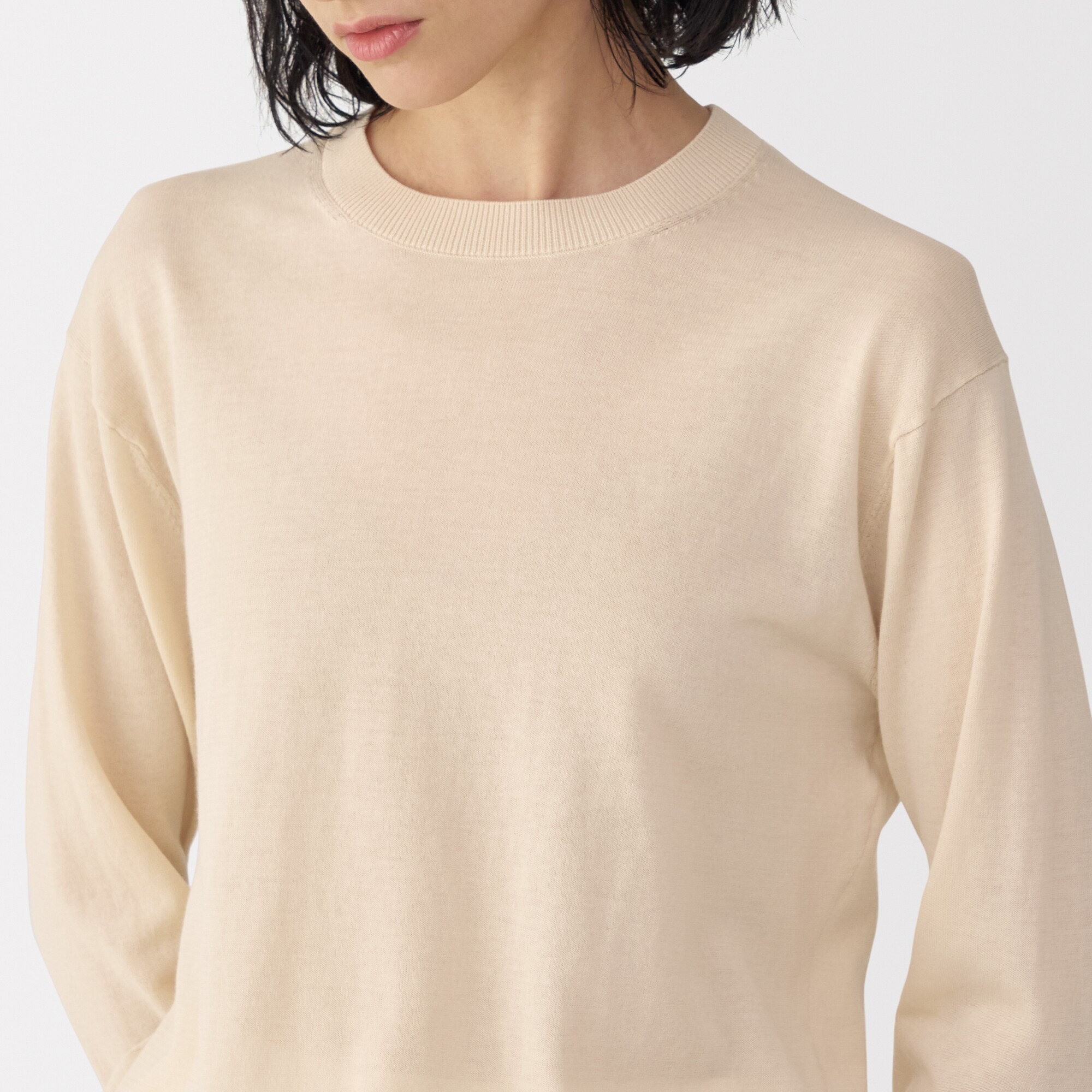 婦人　コットンハイゲージニット長袖プルオーバー