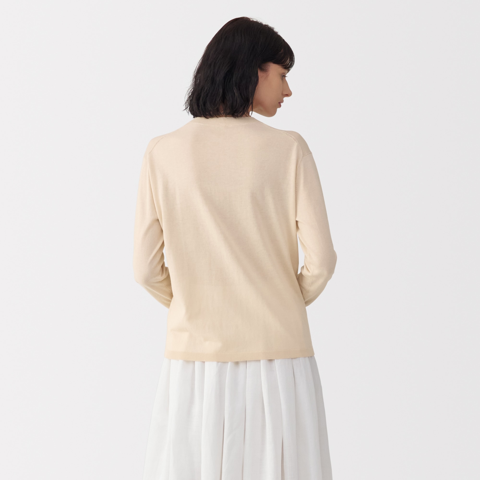 MUJI LABO 和紙混ニット長袖プルオーバー ベージュ 紳士 和紙混ニット長袖プルオーバー | 無印良品