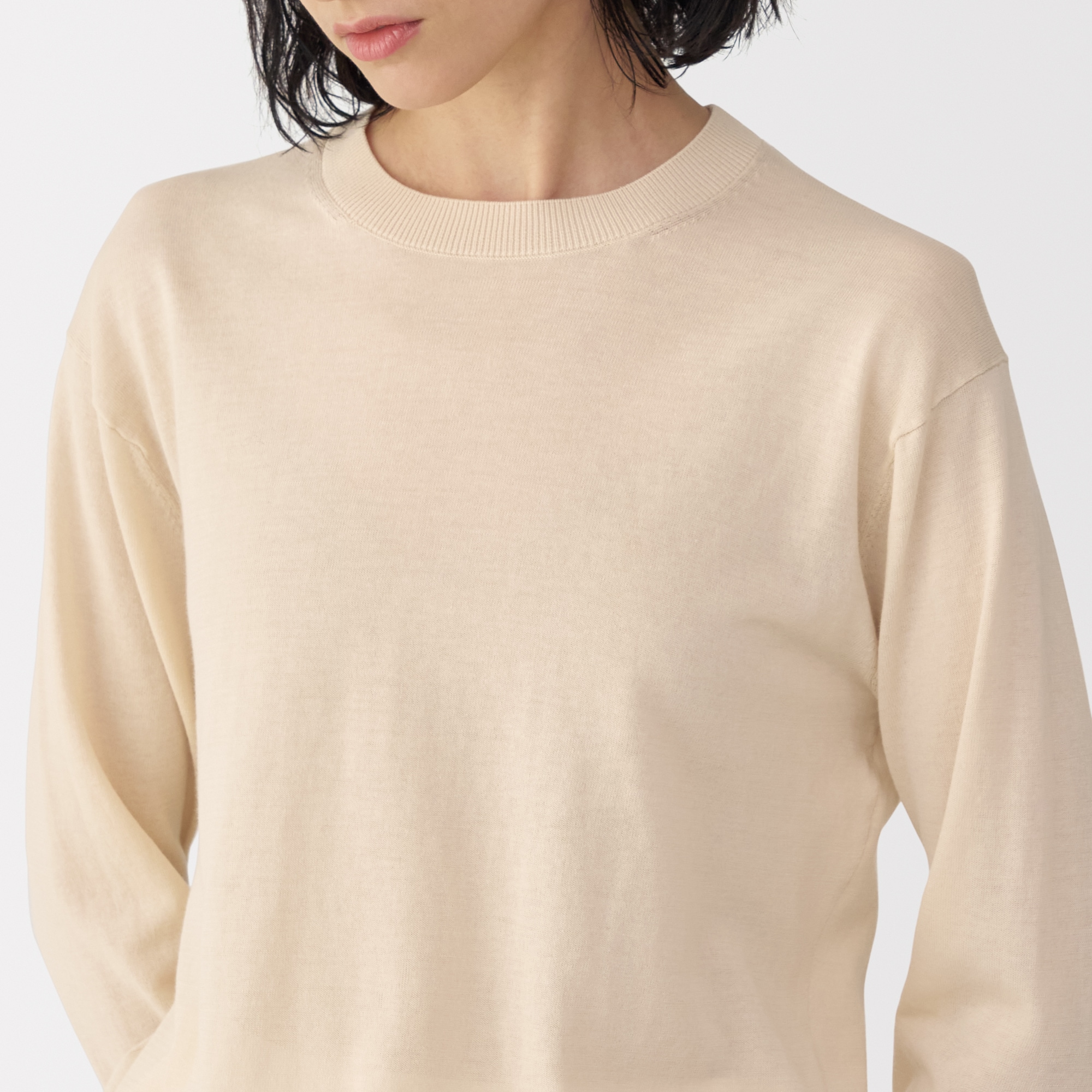 婦人　コットンハイゲージニット長袖プルオーバー