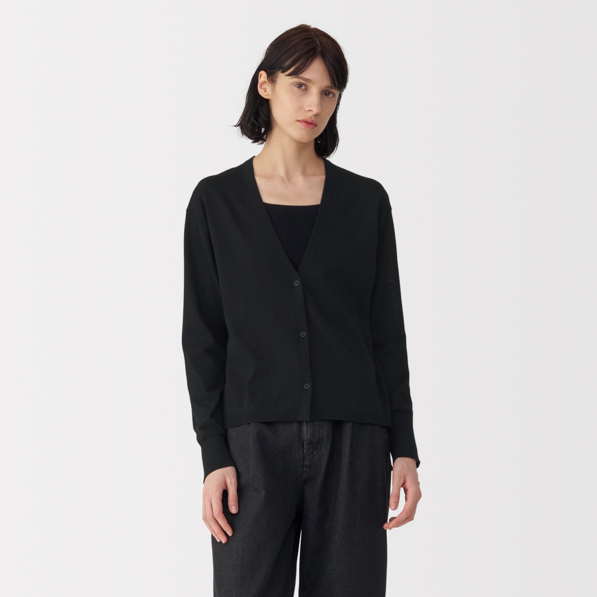 婦人　コットンハイゲージニットカーディガン