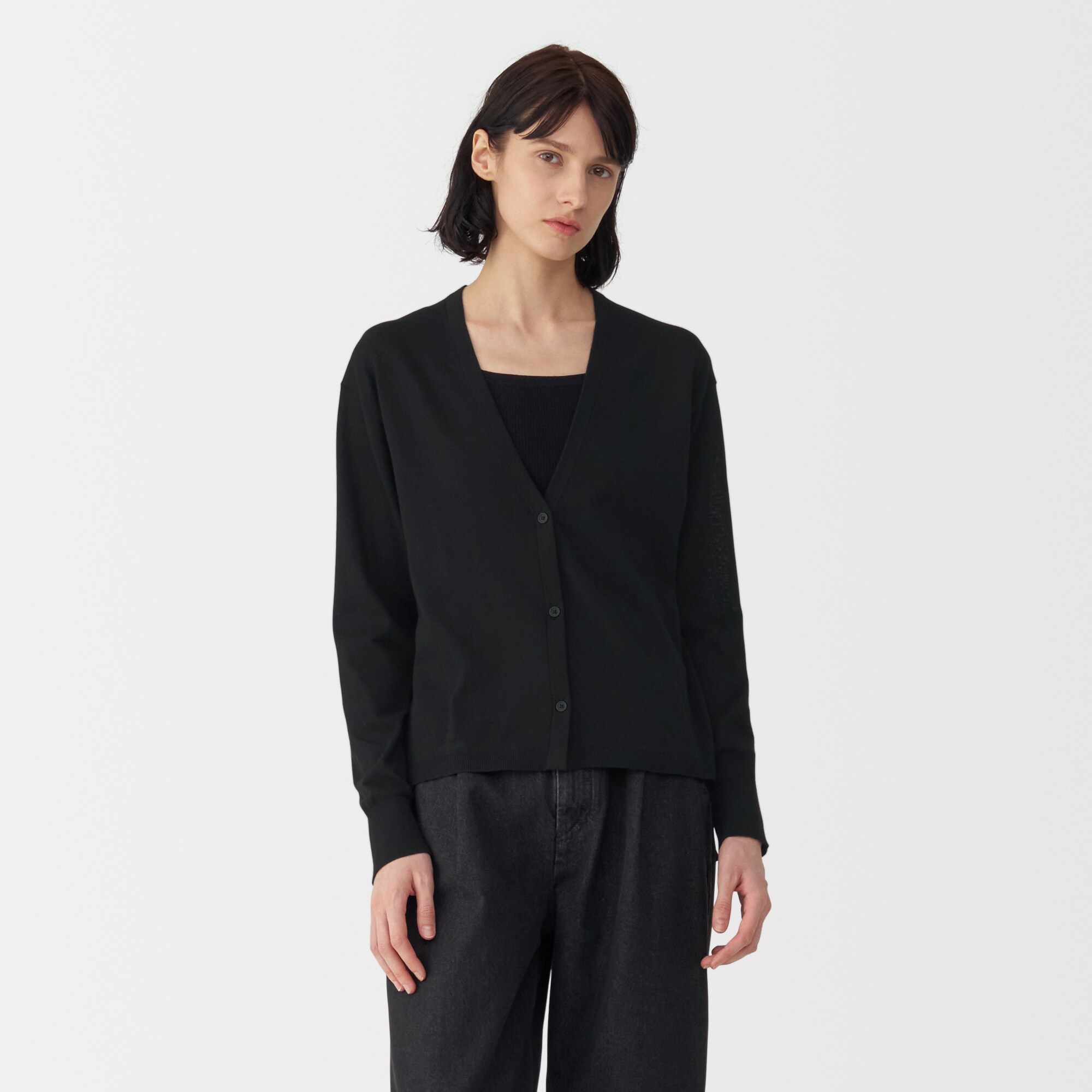 婦人　コットンハイゲージニットカーディガン