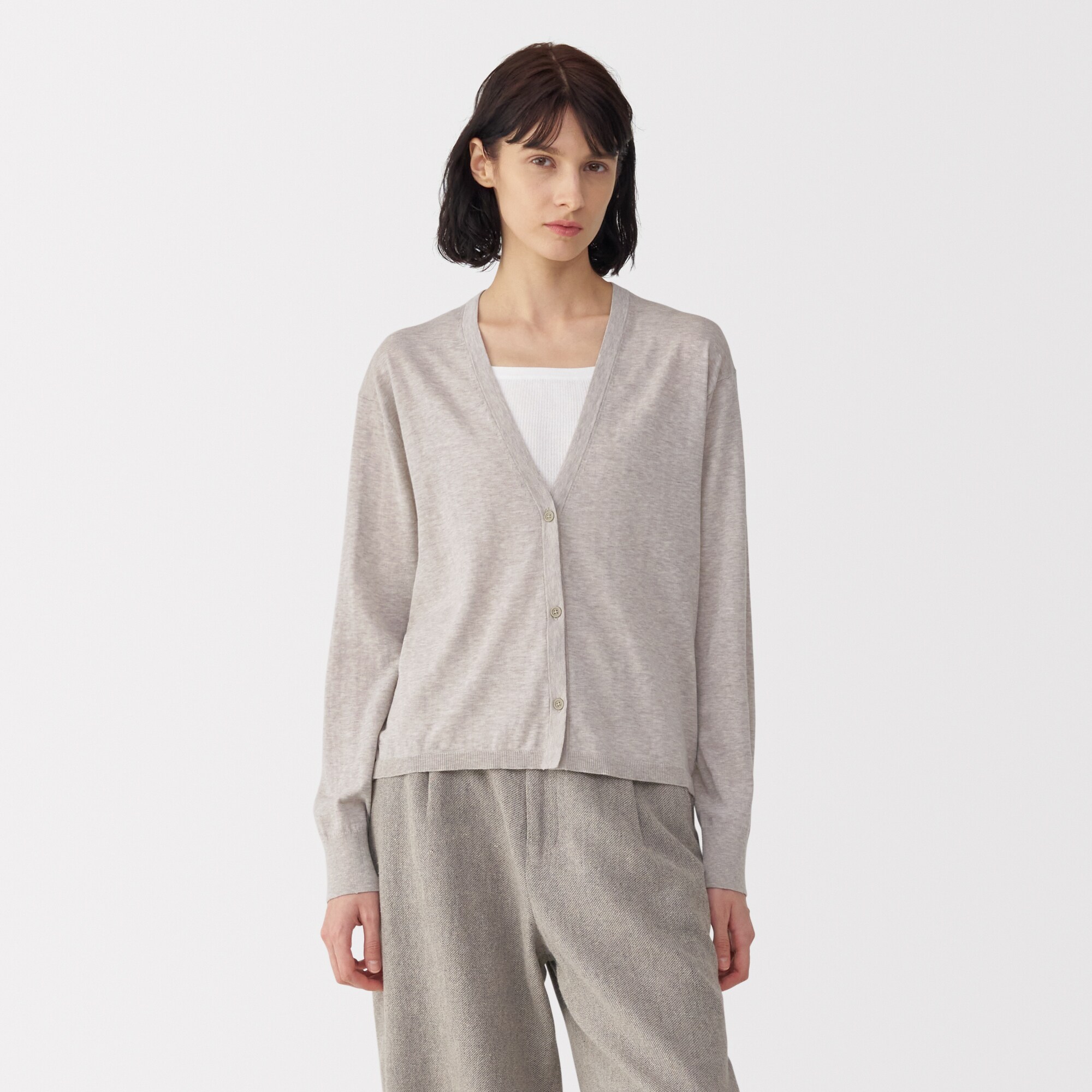 婦人　コットンハイゲージニットカーディガン
