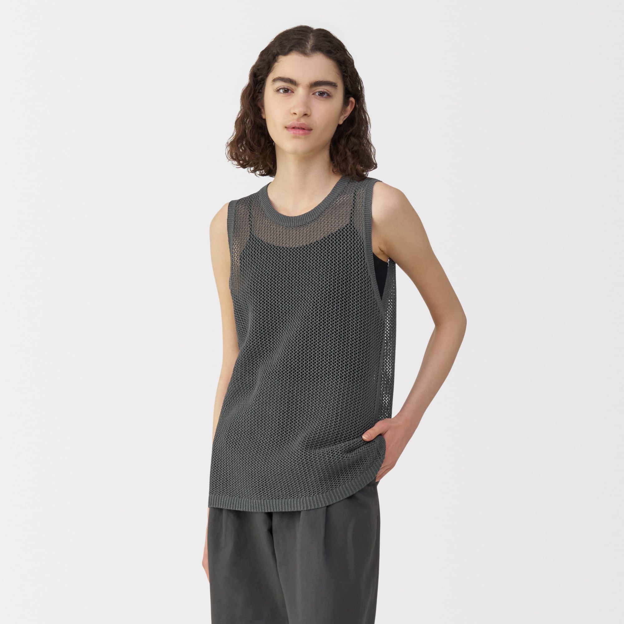 婦人　和紙混ニットノースリーブプルオーバー