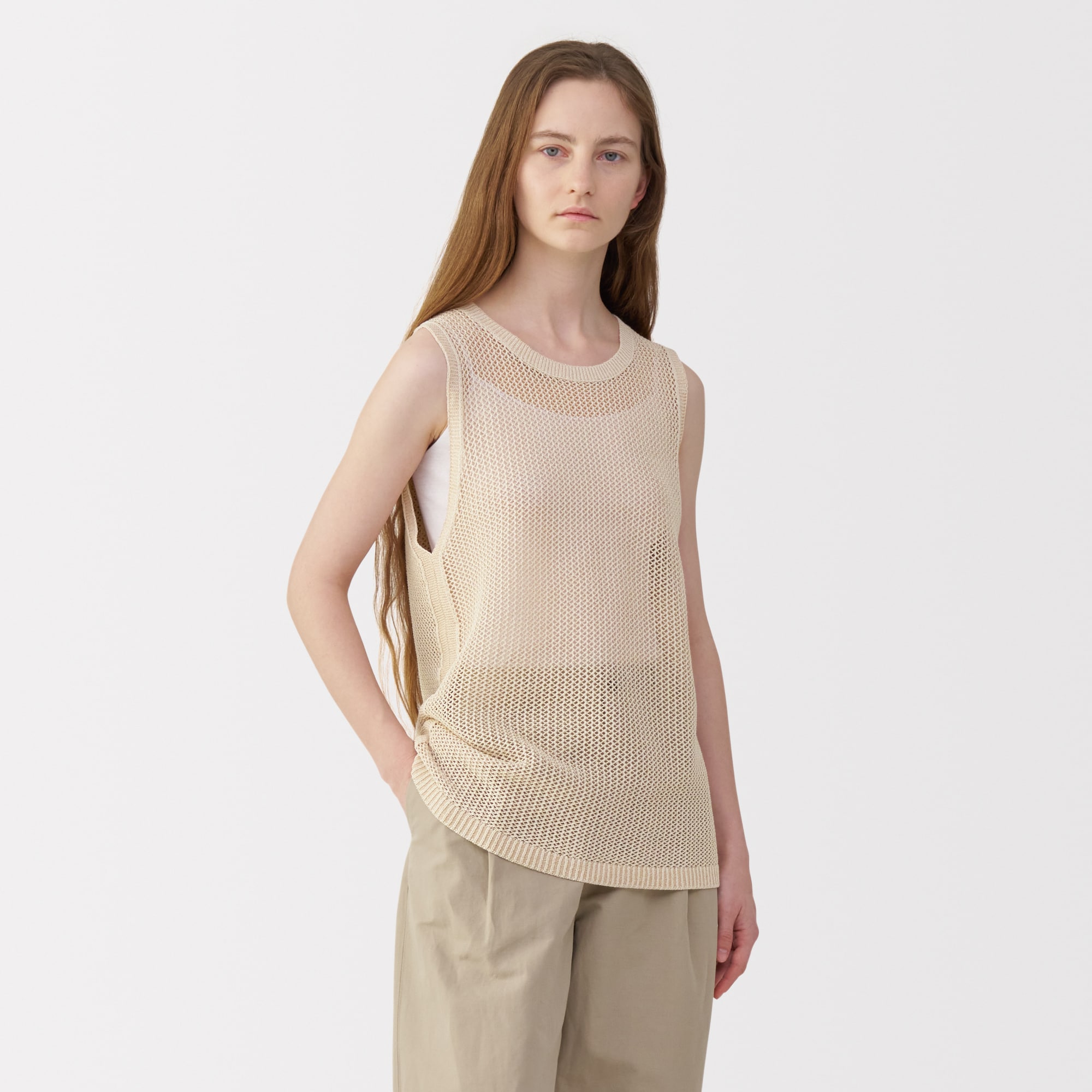 婦人　和紙混ニットノースリーブプルオーバー