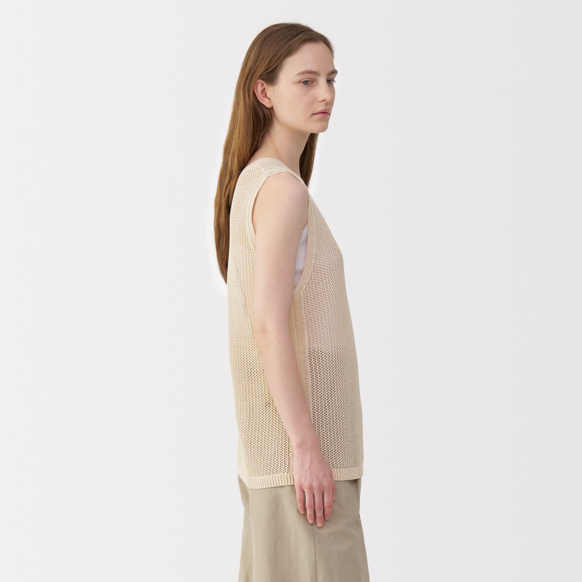 婦人　和紙混ニットノースリーブプルオーバー