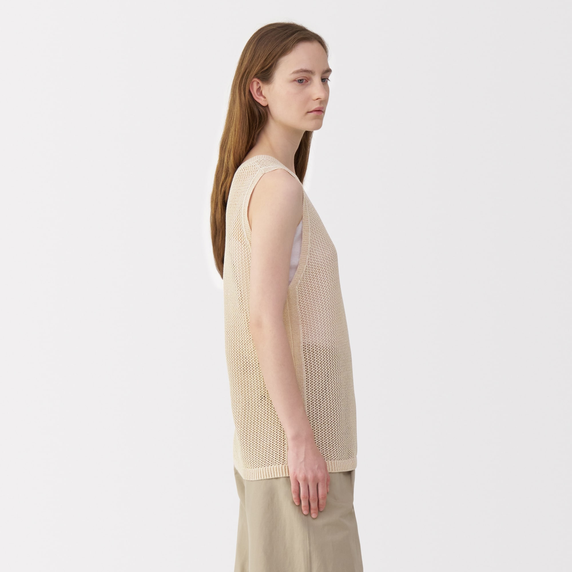 婦人　和紙混ニットノースリーブプルオーバー