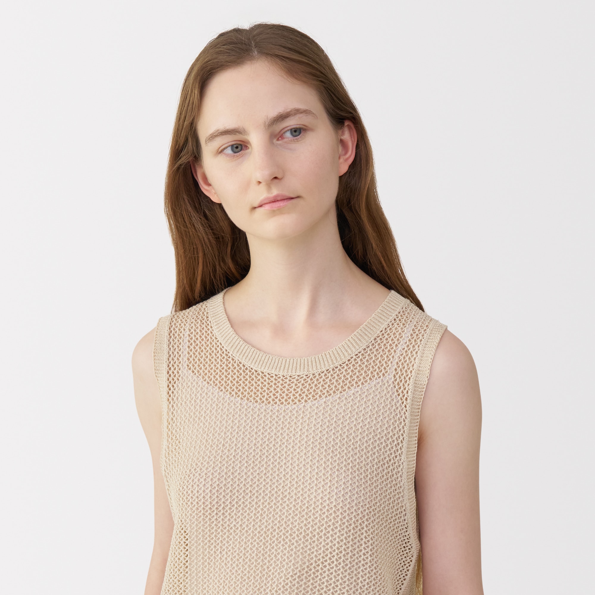 婦人　和紙混ニットノースリーブプルオーバー