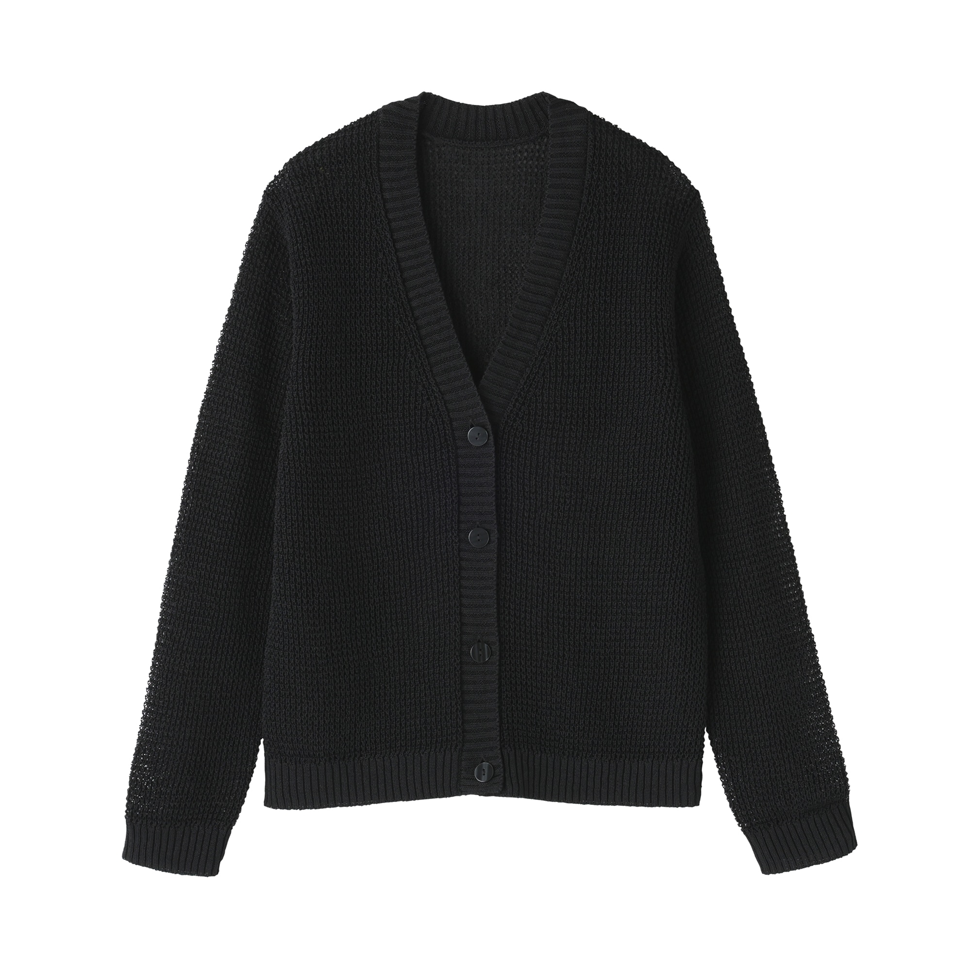 婦人　ヘンプ混メッシュＶネックカーディガン