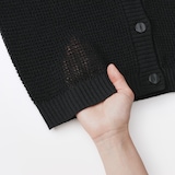 婦人　ヘンプ混メッシュＶネックカーディガン