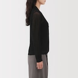 婦人　ヘンプ混メッシュＶネックカーディガン