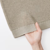 婦人　ヘンプ混メッシュ五分袖セーター