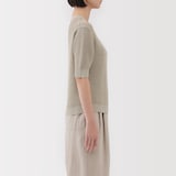 婦人　ヘンプ混メッシュ五分袖セーター