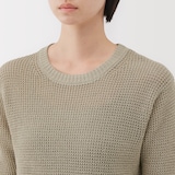 婦人　ヘンプ混メッシュ五分袖セーター
