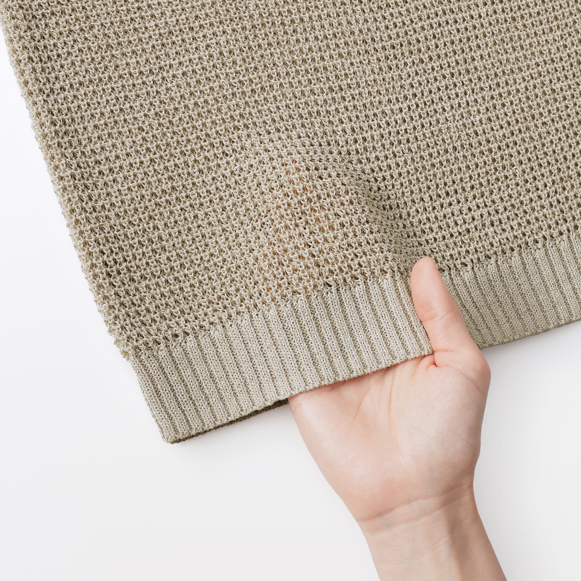 婦人　ヘンプ混メッシュ五分袖セーター