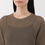 婦人　ヘンプ混メッシュ五分袖セーター