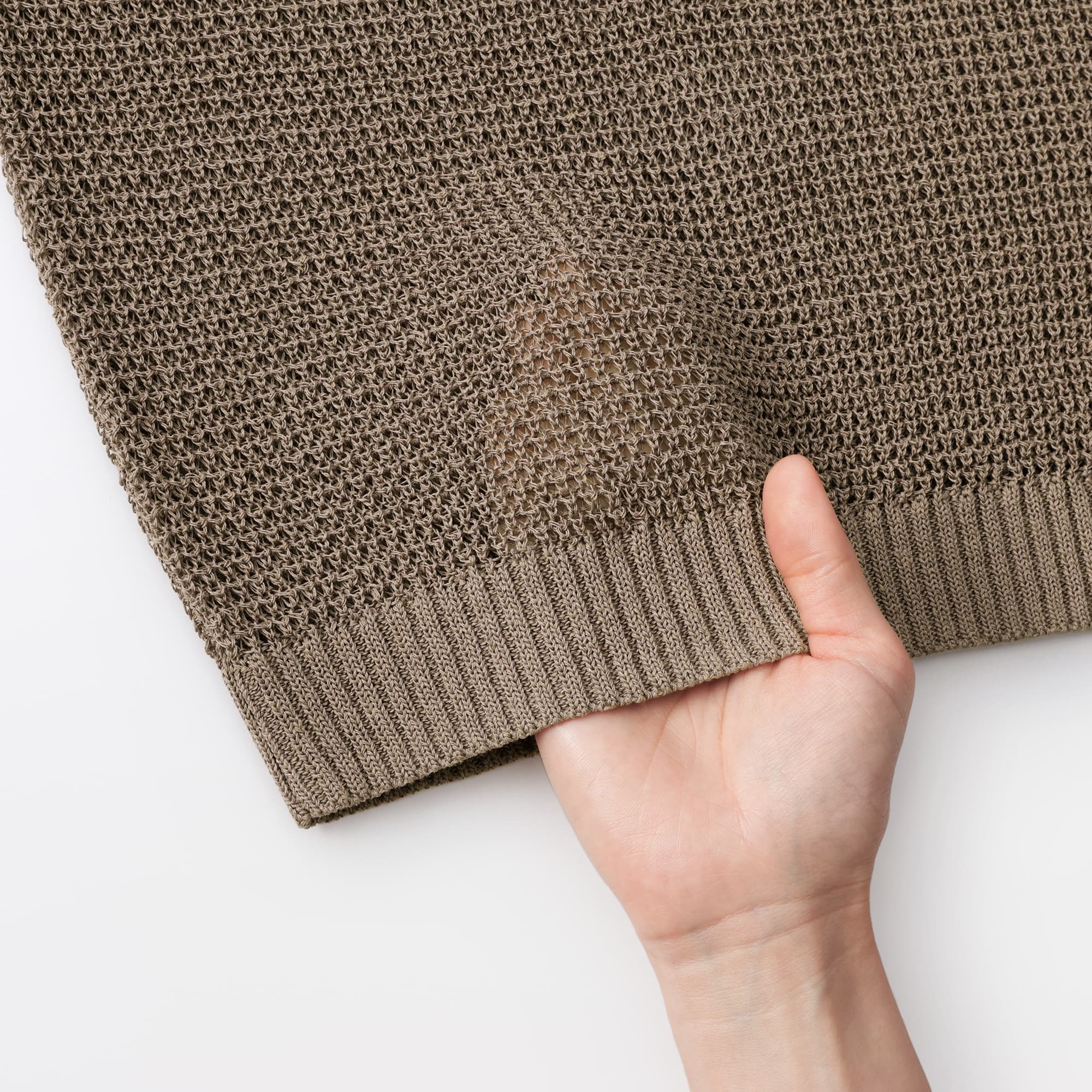 婦人　ヘンプ混メッシュ五分袖セーター