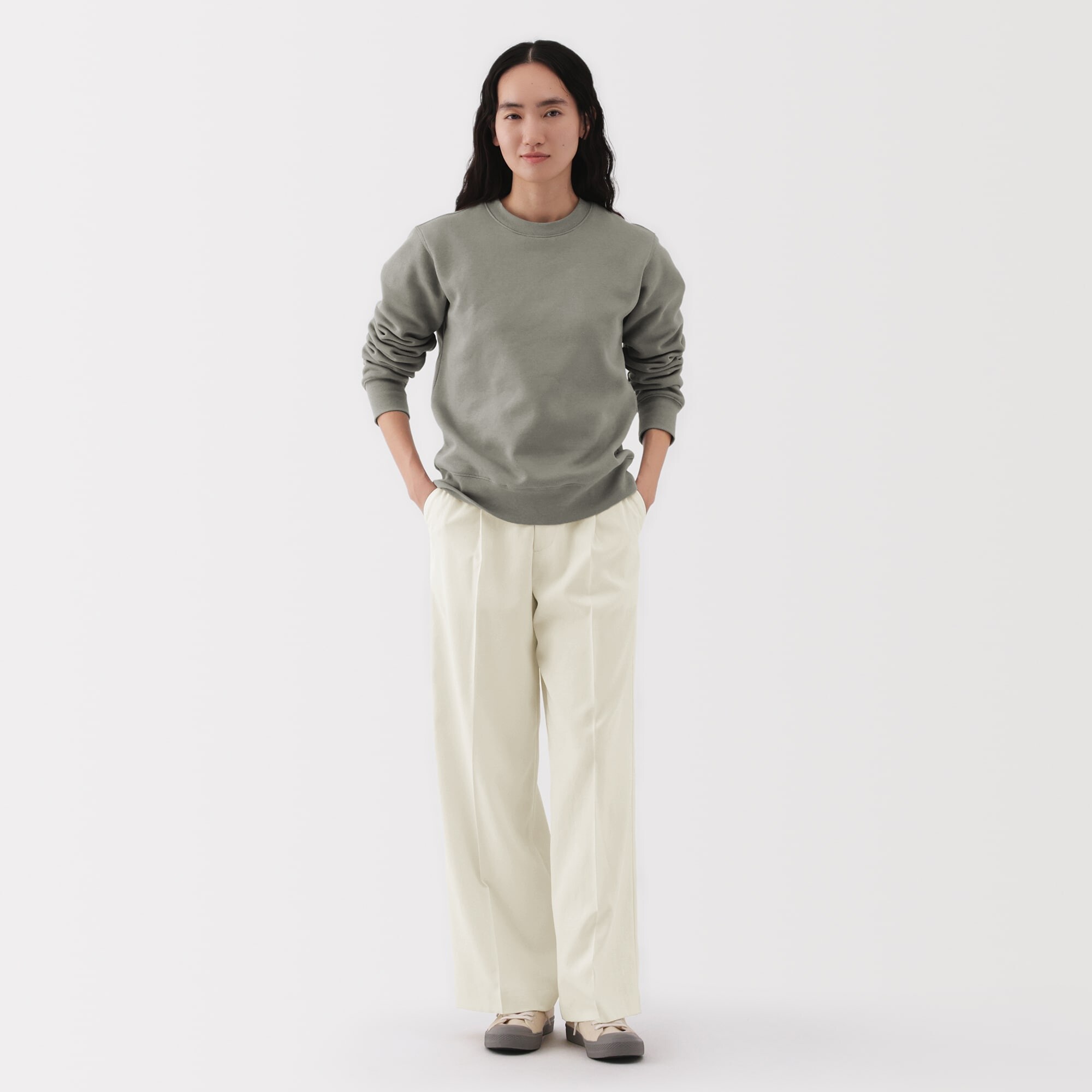 婦人　撥水　タックストレートパンツ