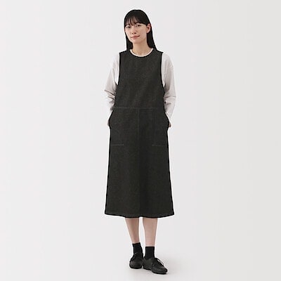 婦人　木の実から作ったカポック混　デニム　ジャンパースカート