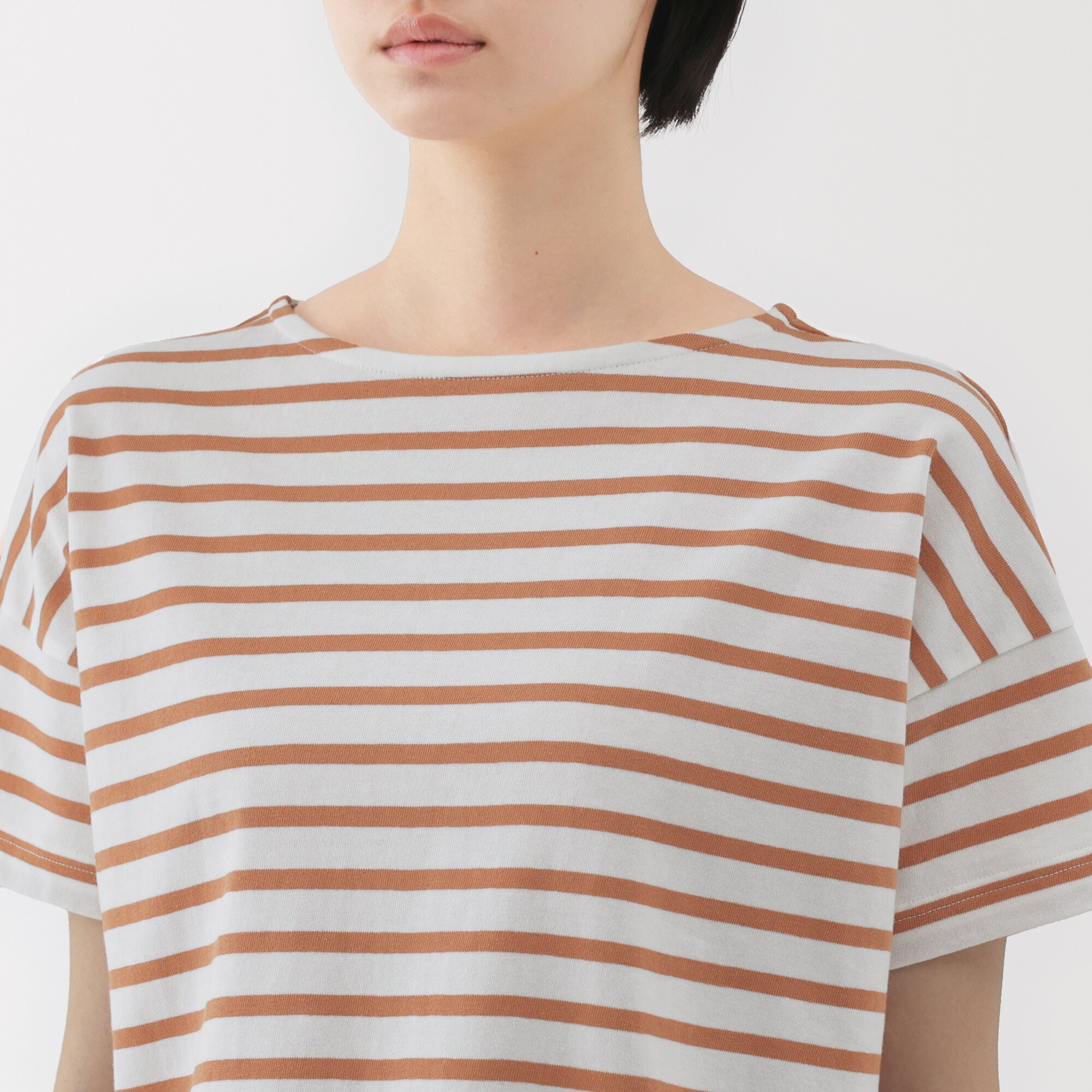 婦人 ボーダーボートネック半袖Tシャツ | 無印良品 婦人 ボーダーボートネック半袖Tシャツ | 無印良品