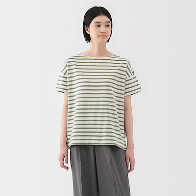 婦人　ボーダーボートネック半袖Ｔシャツ