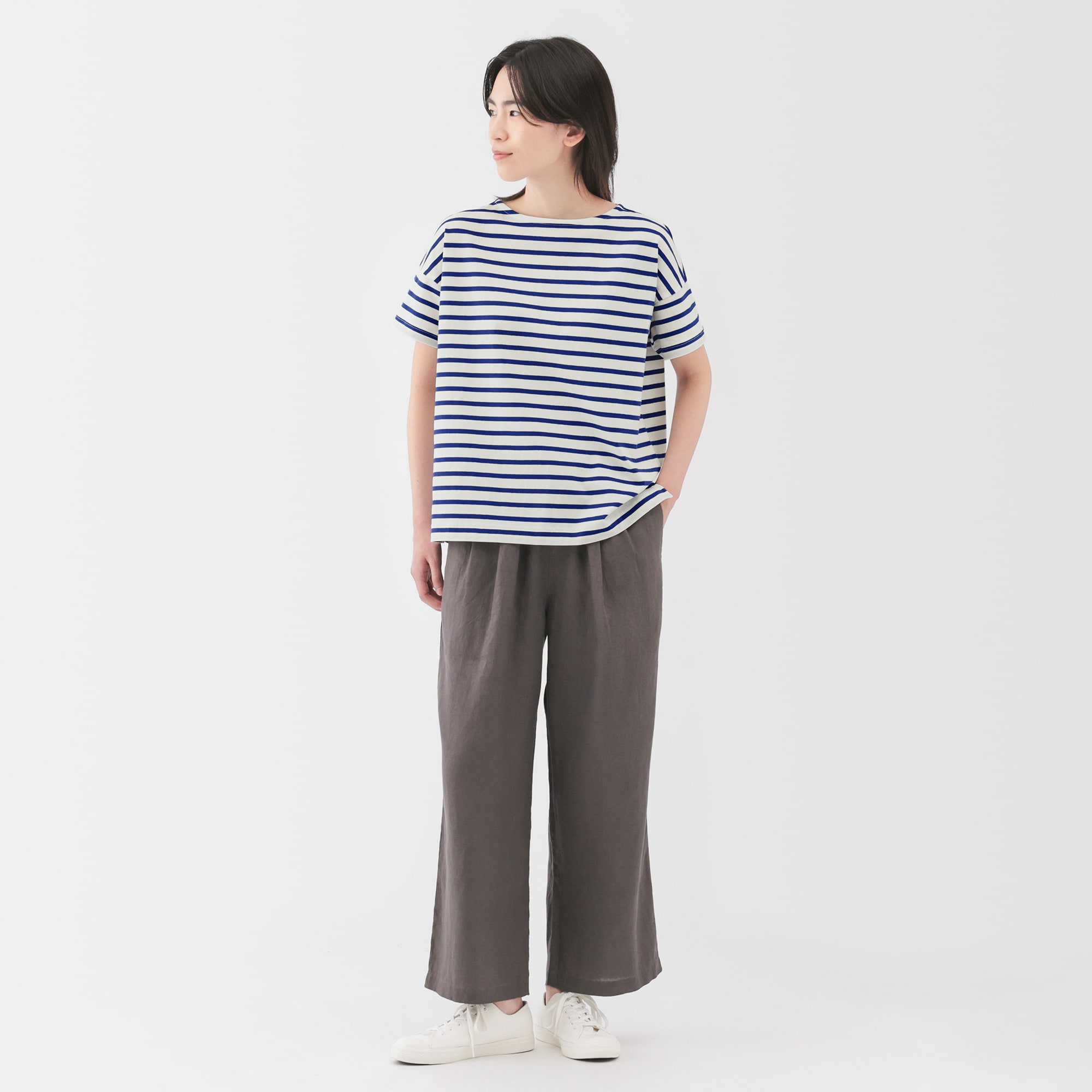 婦人　ボーダーボートネック半袖Ｔシャツ