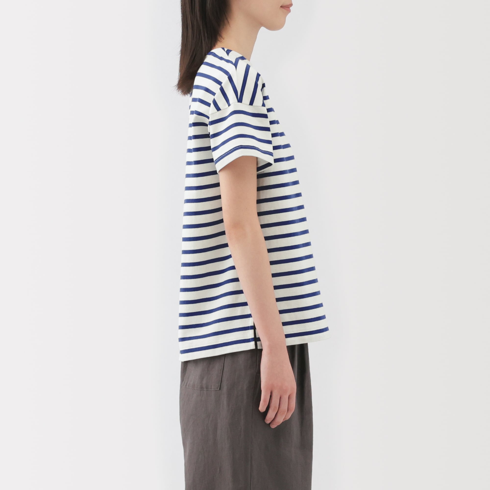 婦人　ボーダーボートネック半袖Ｔシャツ