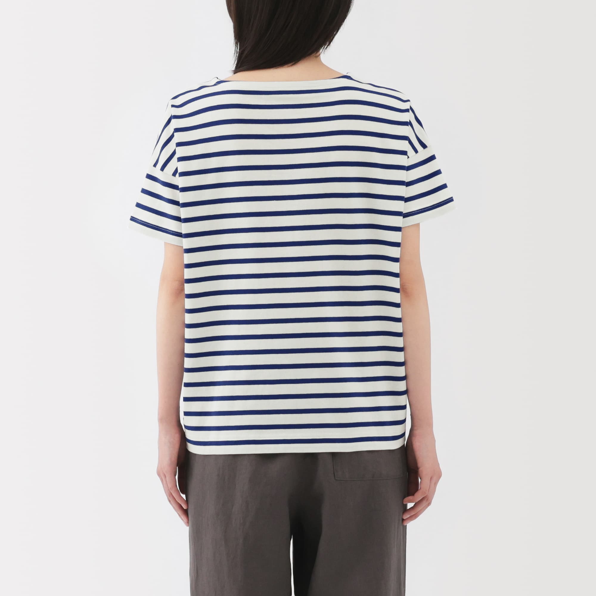 婦人　ボーダーボートネック半袖Ｔシャツ