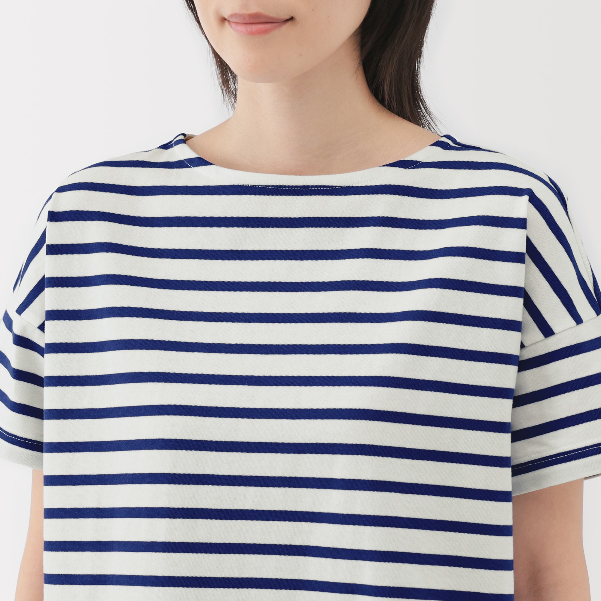婦人　ボーダーボートネック半袖Ｔシャツ