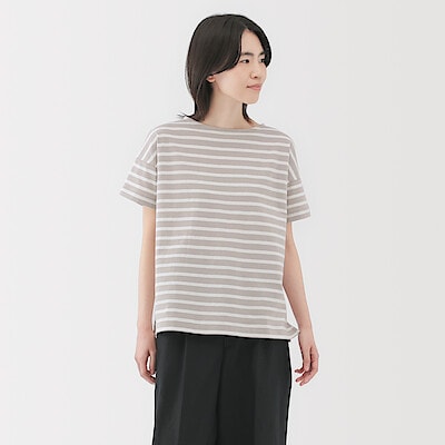 婦人　ボーダーボートネック半袖Ｔシャツ