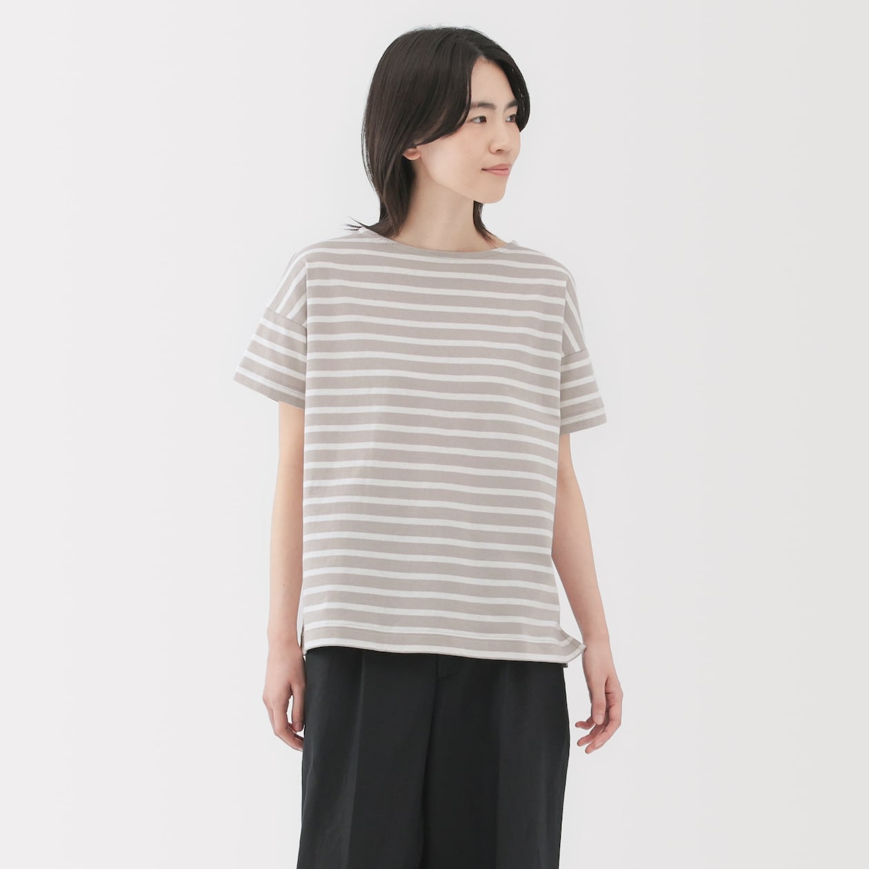 婦人　ボーダーボートネック半袖Ｔシャツ