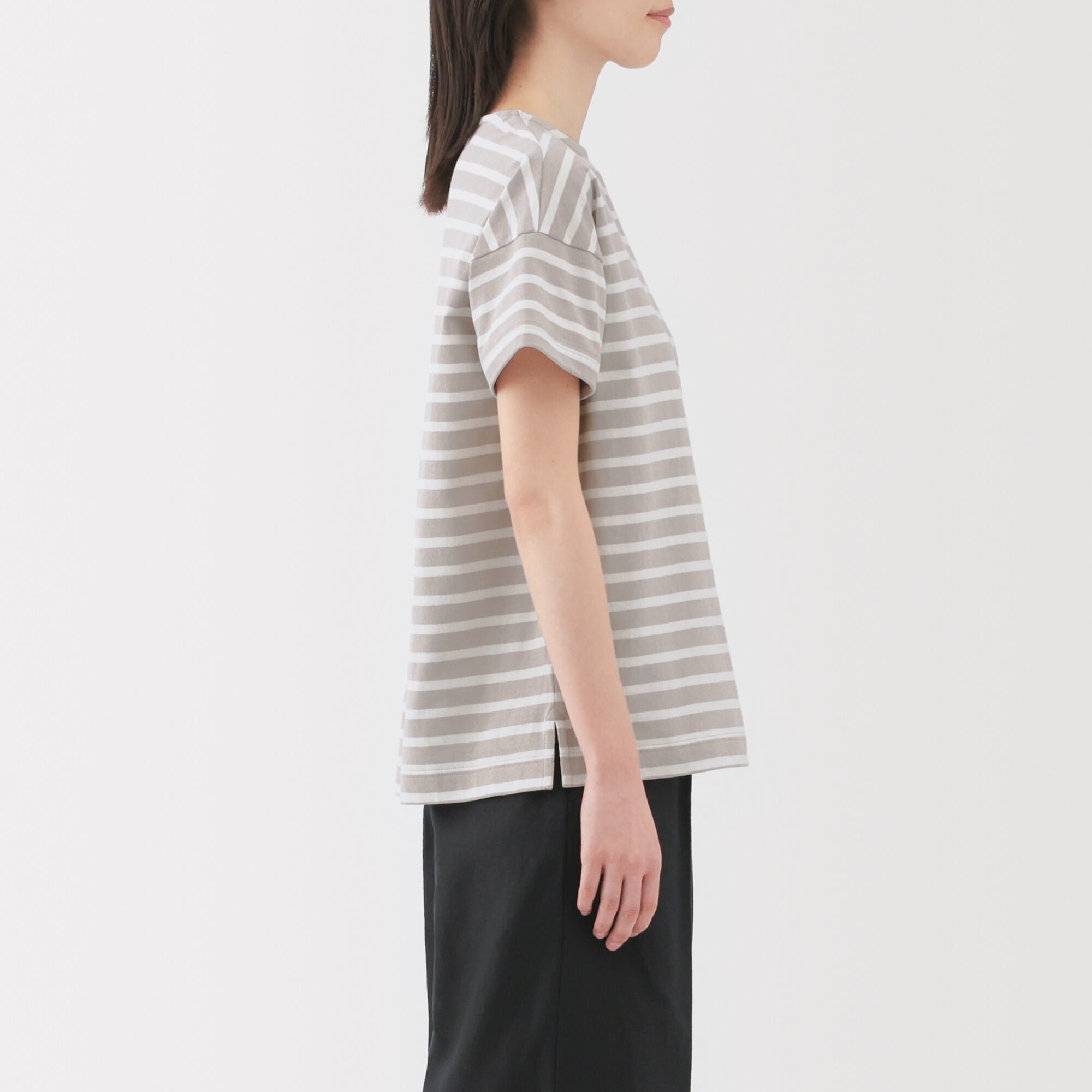 婦人　ボーダーボートネック半袖Ｔシャツ