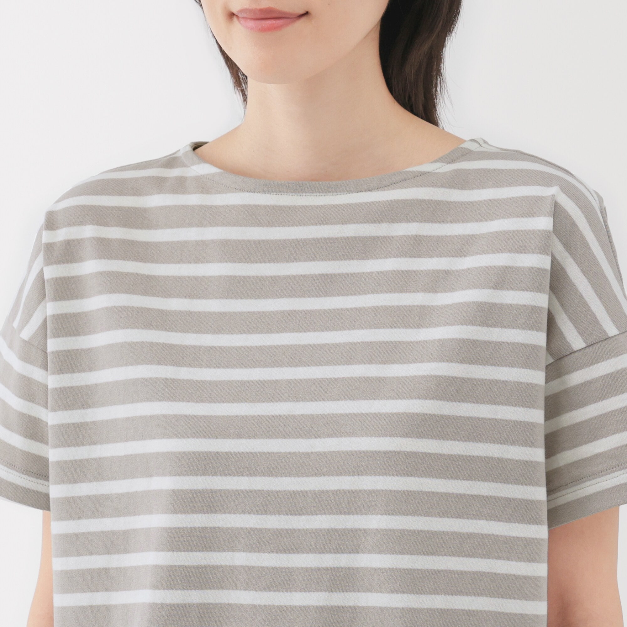 婦人　ボーダーボートネック半袖Ｔシャツ